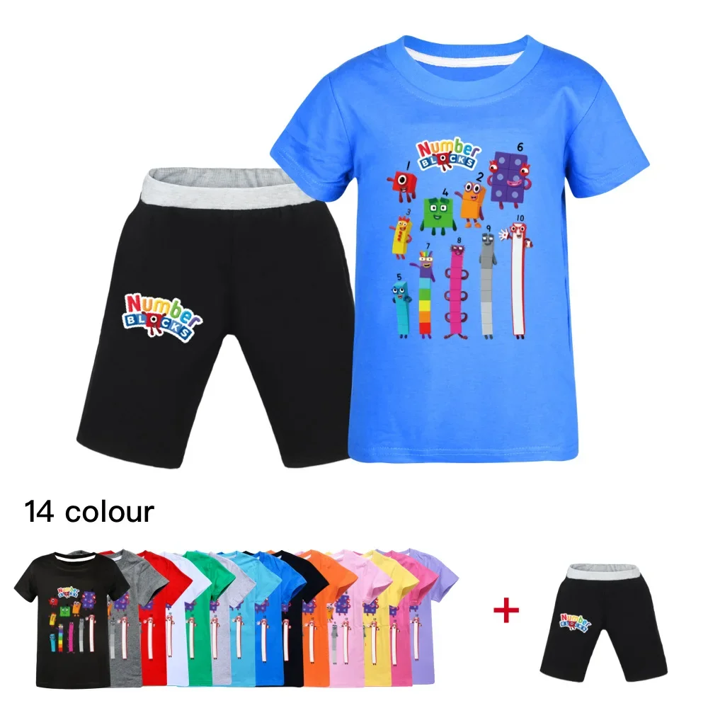 Boys And Girls Summer Happy Birthday Cute T-Shirts Number Print Graphic Tee Children Clothing Kids Cartoon Tops+Shorts 2Pcs Sets