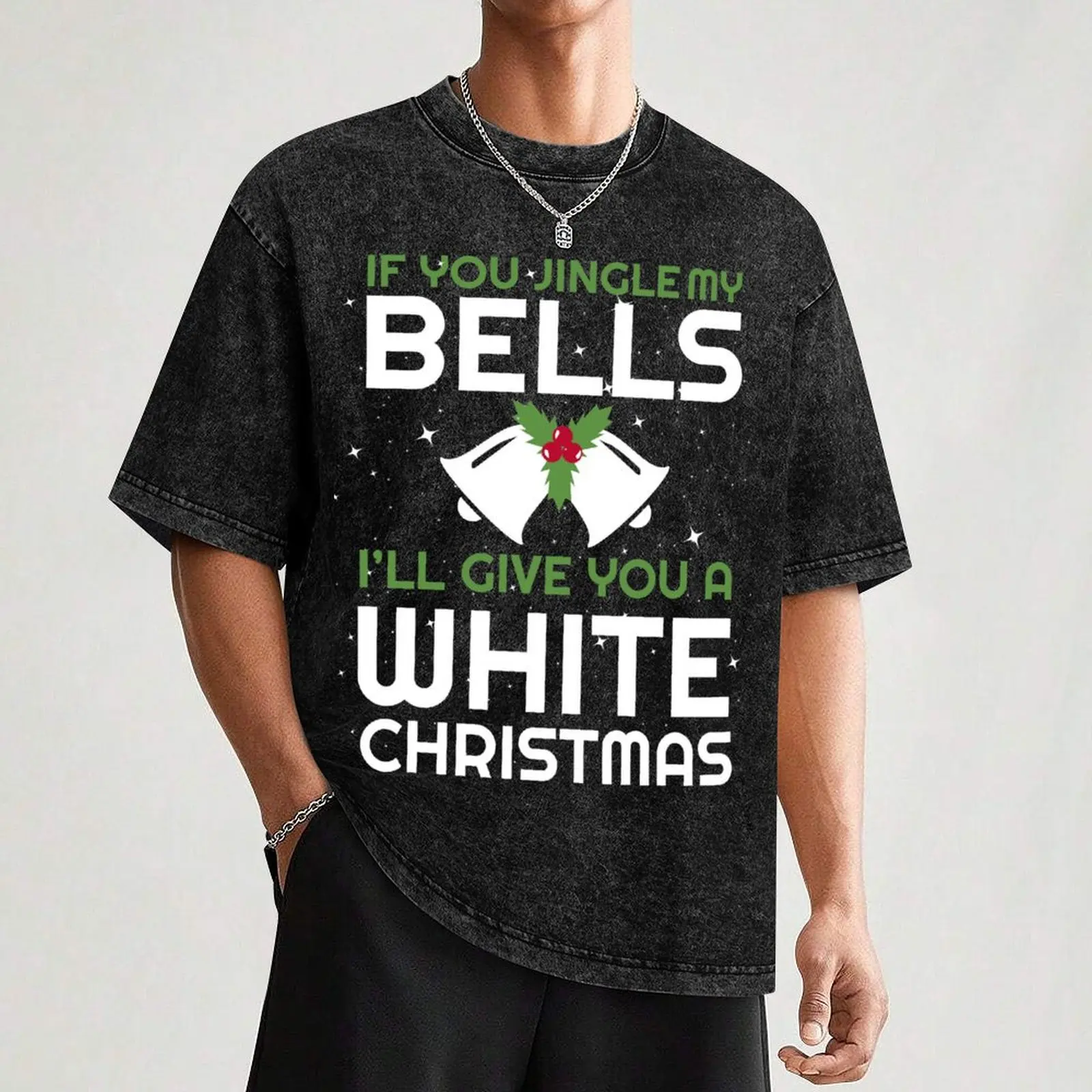 If You Jingle My Bell T-shirt de Noël blanc pour hommes, chemises unies, t-shirts graphiques