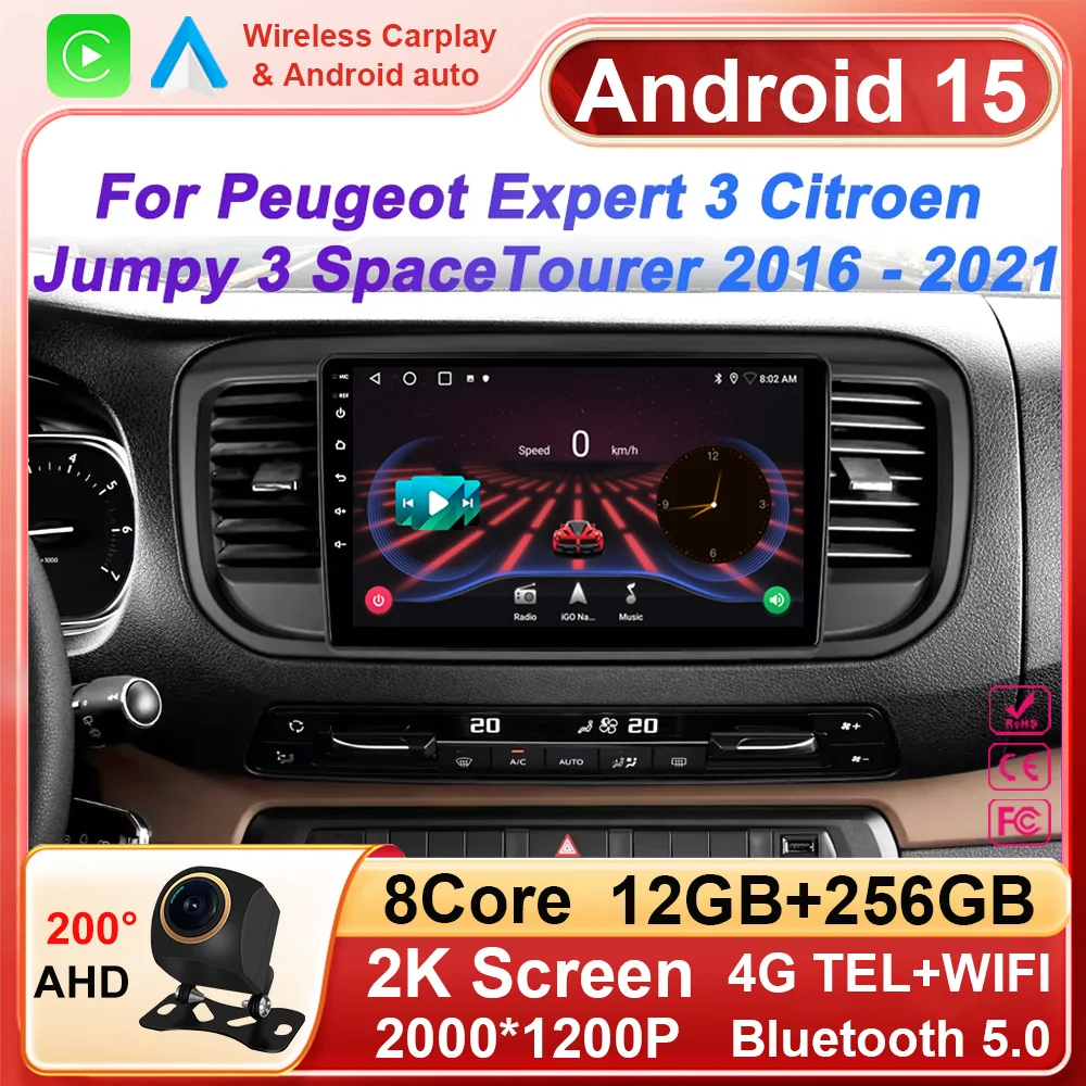 

Android car For Citroen Jumpy 3 SpaceTourer For Peugeot Expert 3 For Toyota Proace 2016 - 2021 Multimedia Player Navigation 2din