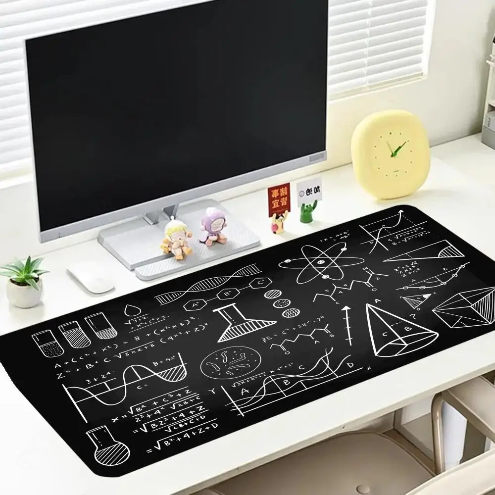Advanced Math Physics Formula Blackboard Desk Mat Academic Research Style Premium Bound Edge Large Size Anti-Slip Keyboard Pad