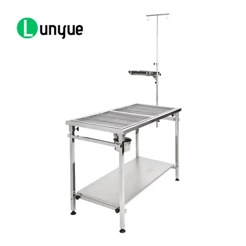 Double Stainless Steel Dog Grooming Table for Small Animals Veterinary Clinic Pet Heavy Duty Adjustable Height Easy