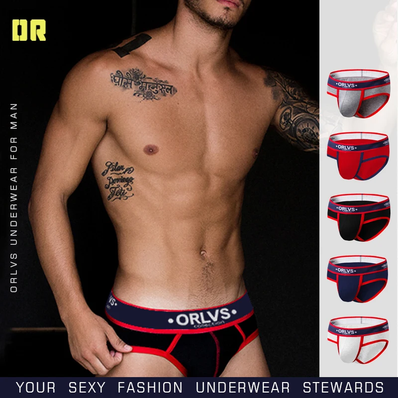 

Мужские брифы ORLVS, мягкие брифы с широкой промежностью, с двойным стежком на шортах с краями, удобное нижнее белье