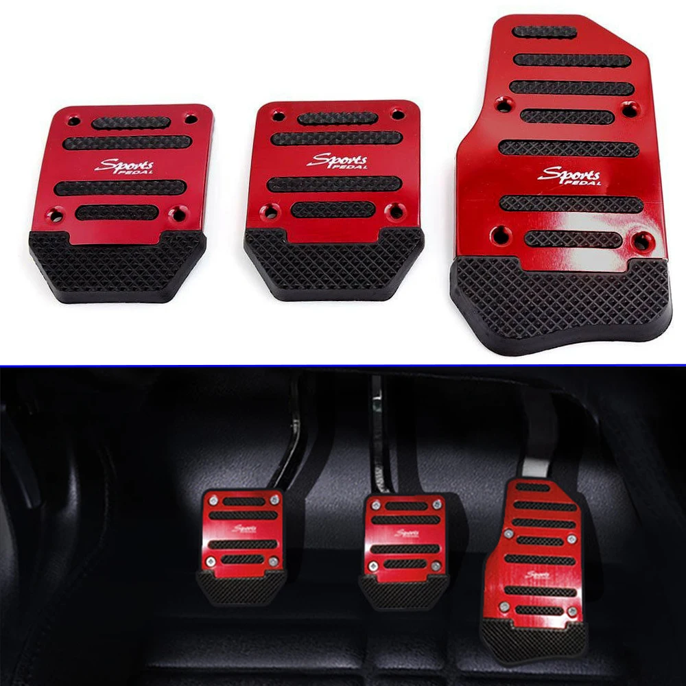 

3pcs/set Universal Red Non-Slip Car Pedal Manual Car Interior Throttle Foot Pedal Brake Clutch Pedal Cover Decor Car Accessories