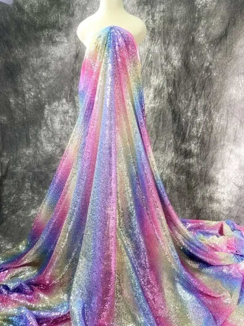 Exquisite purple gradient sequins fabric colorful sequin Fabric For Baby Tutu Dress, Gowns, Wedding Veil, party dress 1 yards