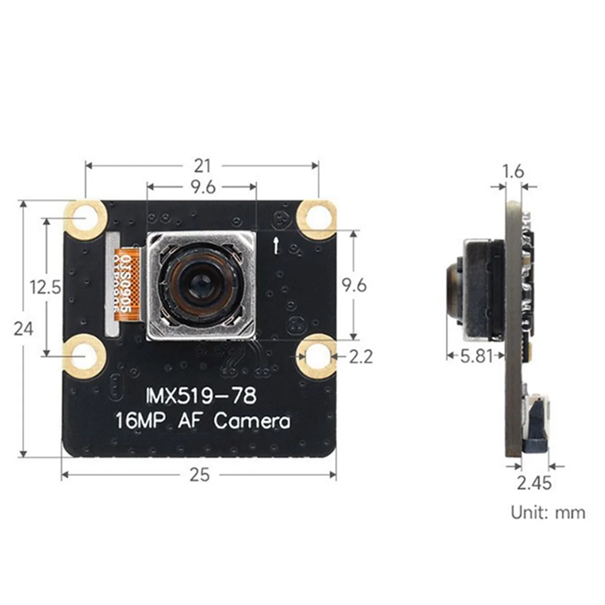 Камера 16 МП для камеры Raspberry Pi5 IMX519 с автофокусом 78,5 °   Модуль камеры 4,28 мм для Raspberry Pi5 RPi5