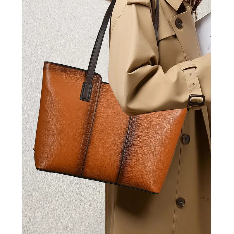 

MOTAORA 2025 Women's Genuine Leather Large Capacity Tote Bag Multi-way Shoulder Handheld Casual Fashion Bag Spacious Work Purse