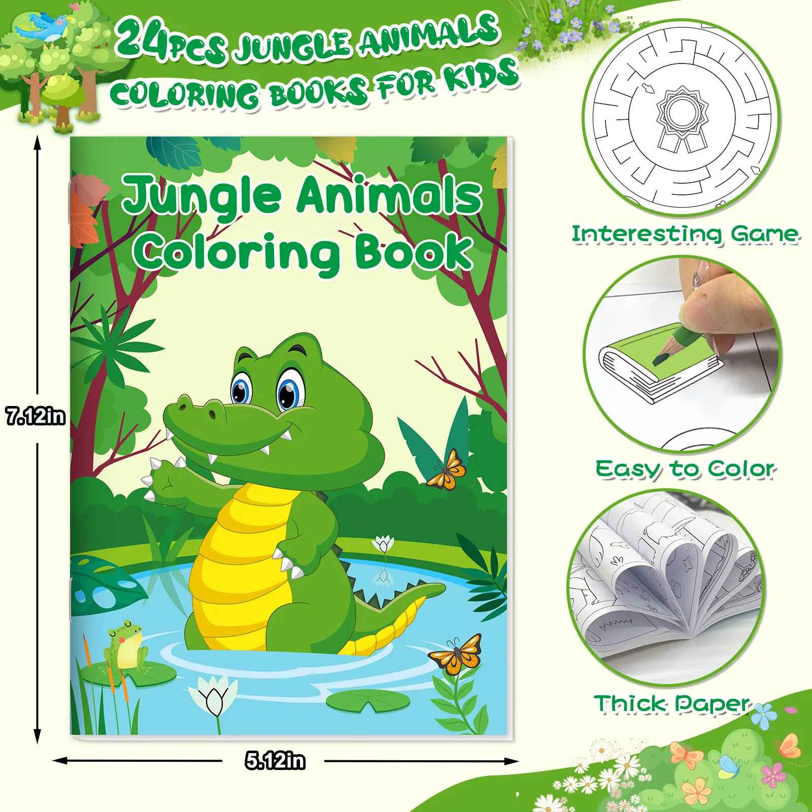 24Pcs Safari Animals Mini Activity Books Kids Jungle Safari Animals Coloring Books for Party Favors Birthday Gifts Goodie Bag