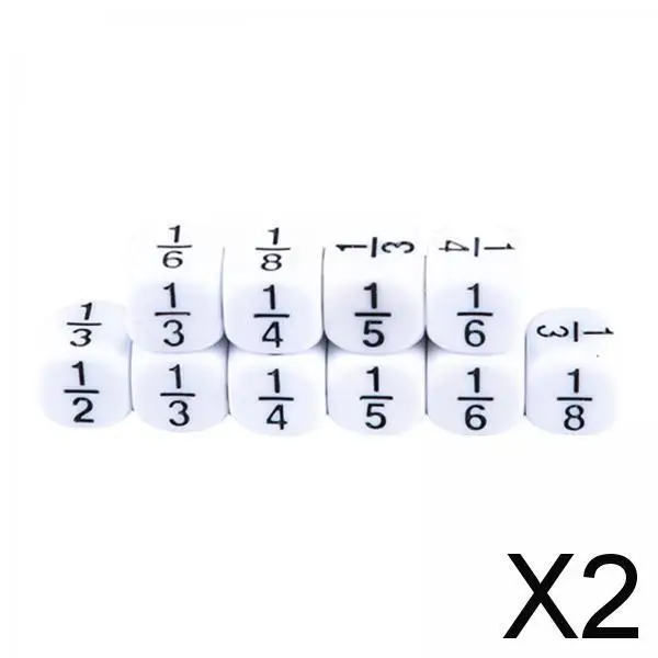 Fração acrílica de dados para crianças, brinquedos de matemática, educacional, Homeschool, 2-6Pack, 10x