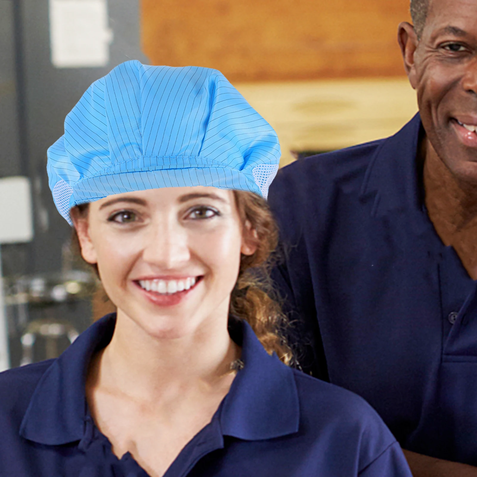 Lavoro antistatico per fabbrica di elettronica Cappelli antistatici Protezione traspirante Cappelli da cuoco da laboratorio Berretto da lavoro riutilizzabile Copertura per capelli