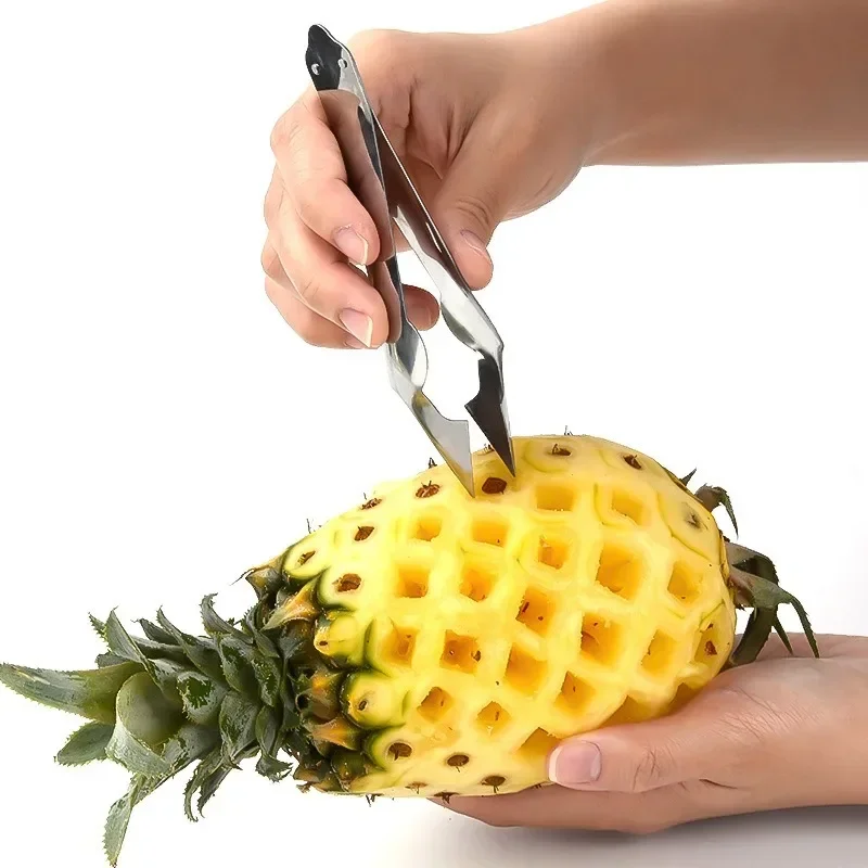 2Pc Pineapple Eye Peeler Stainless Steel Cutter Practical Seed Remover Clip Home Kitchen Gadgets Home Pineapple Slicer Clips