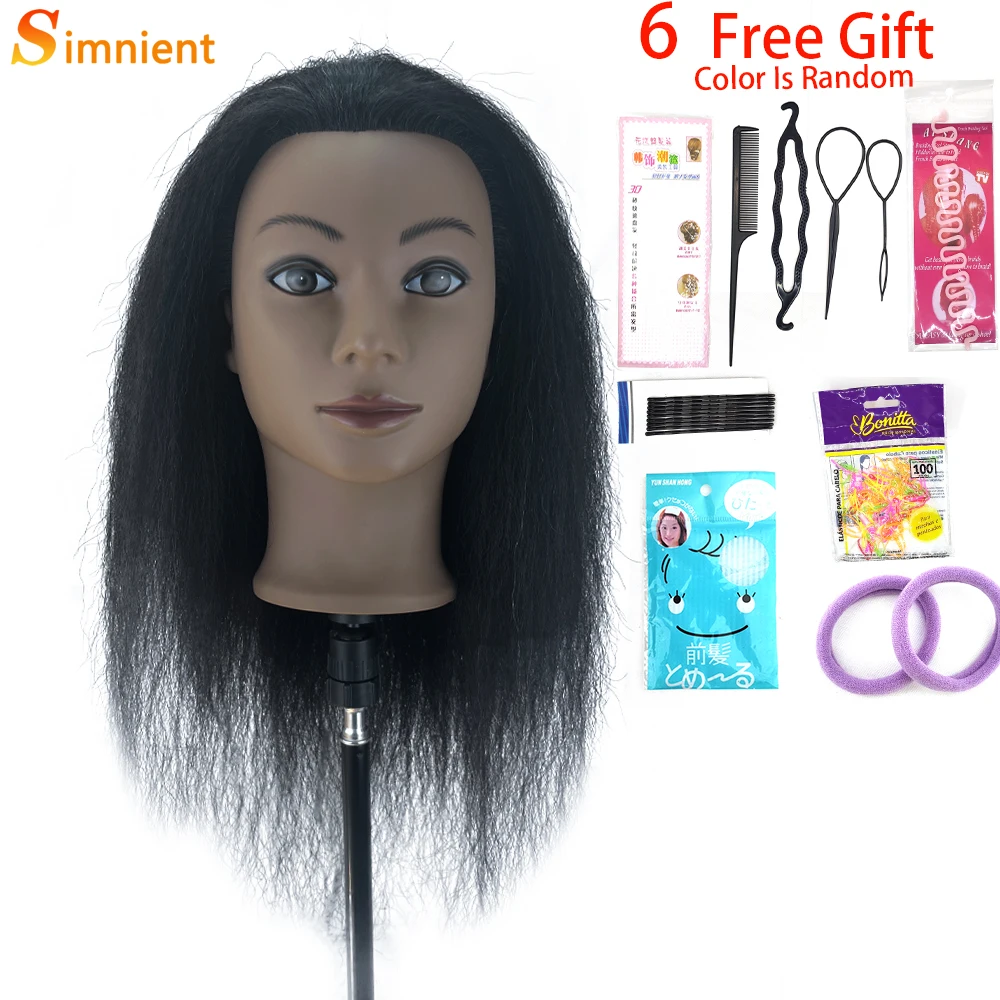 Afro Mannequin Hoofden voor Vlechten Maniquí Haar Poppen Echte Menselijke Training Kapper Model Natuurlijke vrouwen Kappers Kit Pruiken
