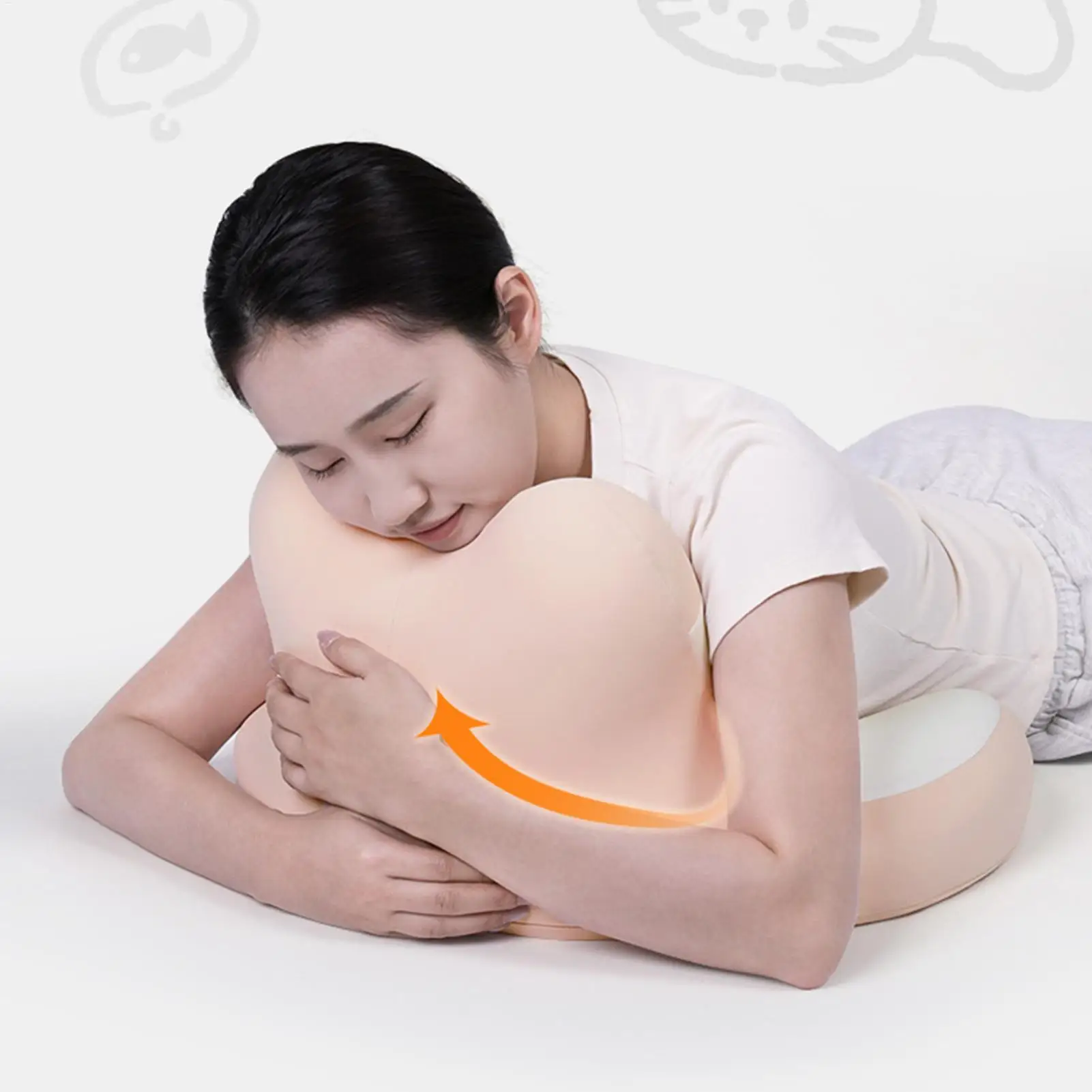 Prone Pillow Cat Ear Shape Lying Down Neck Support Bed Prone Down Pillow For Women Men Adults Seniors Middle-Aged Person Hotel
