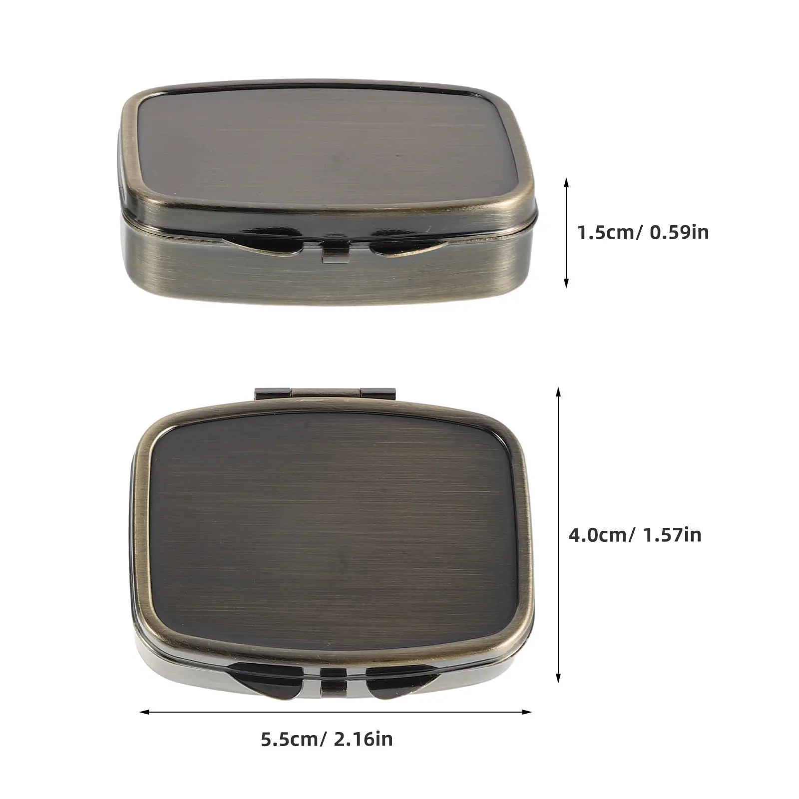 2Pcs Portable Metal Pocket Pill Case Slim Rectangle Multi Compartment Travel Pill Organizer Small Medicine Storage Daily Use