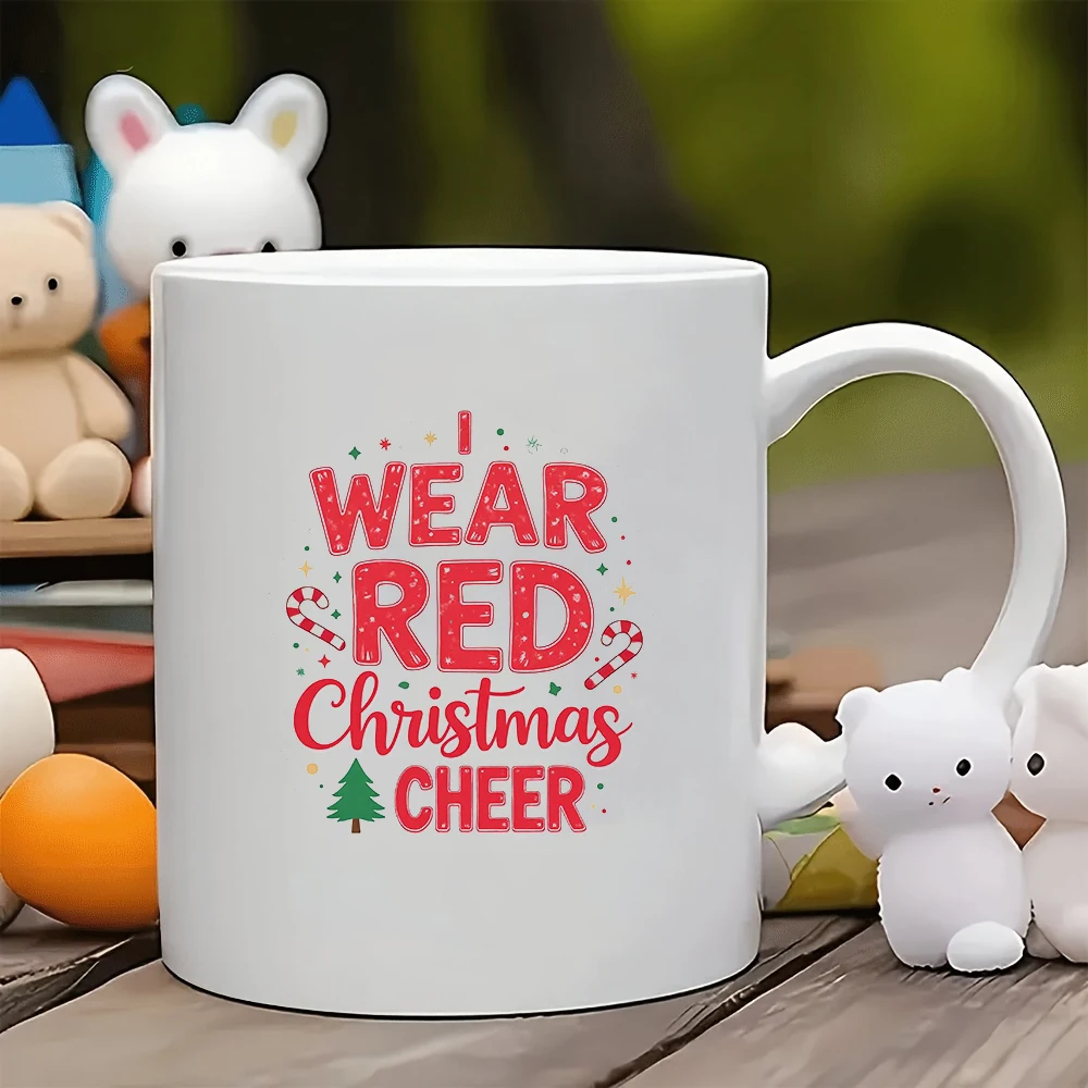 

11oz Cup + Joyful Christmas Stickers + Cartoon Kid-Friendly Design Christmas Gift Kids Water Bottle Family Office Coffee Cup