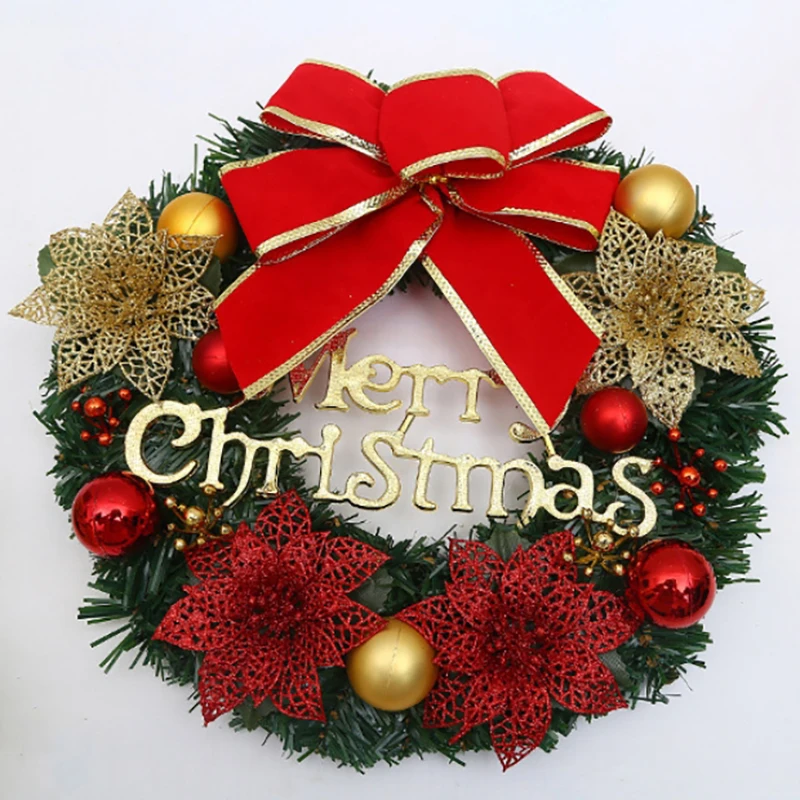 30/40cm Christmas Wreath Xmas Door Garland Hanging Ornaments Merry Christmas Decoration For Home 2025 New Year Navidad Door Pend