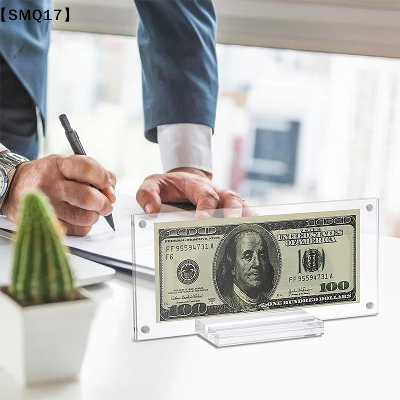 Sturdy Clear Acrylic Magnetic Dollar Bill Picture Frame Holder With Base For Display Collectible Showcase【SMQ】