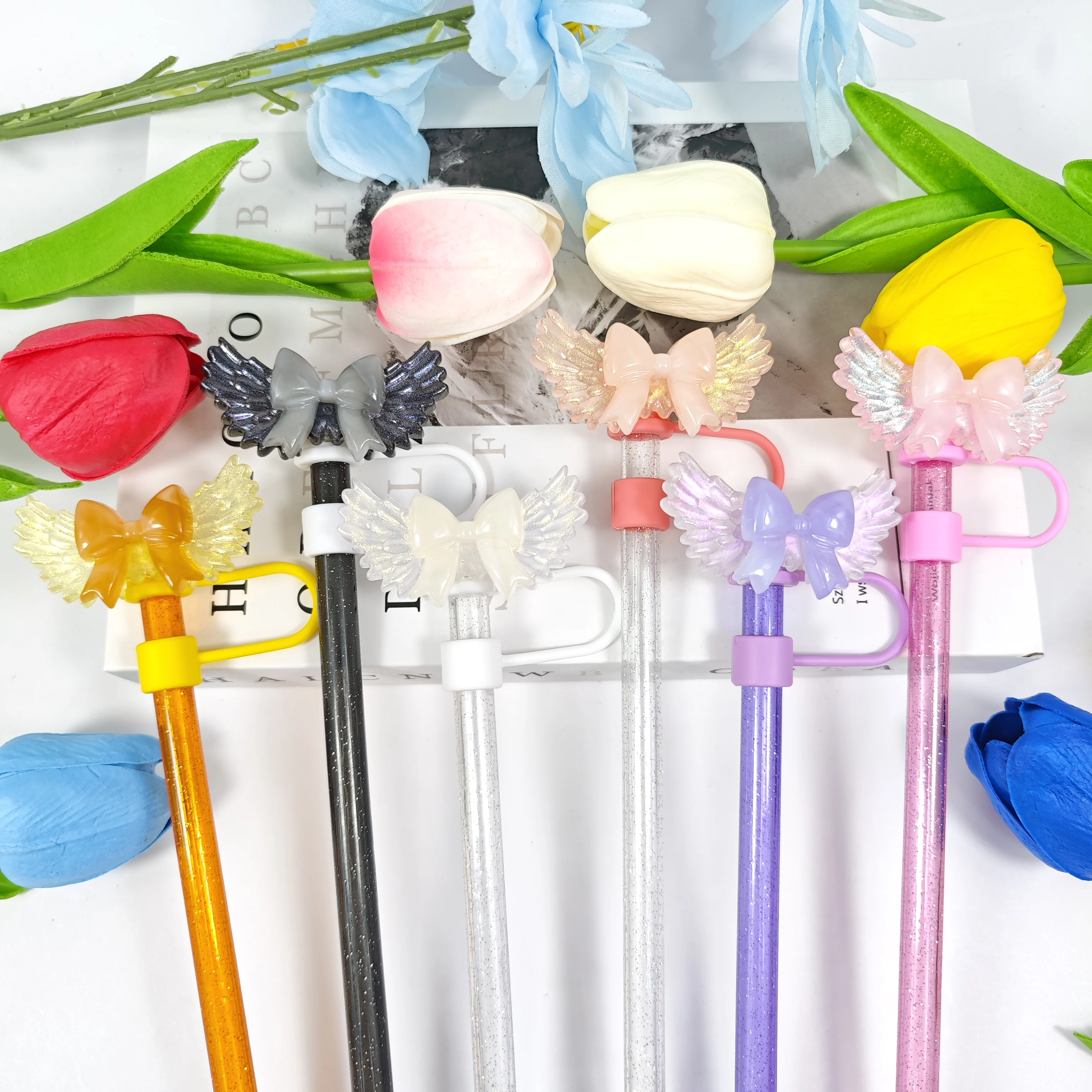 

Новая соломенная крышка серии с бантом Angel Wings, пылезащитный колпачок