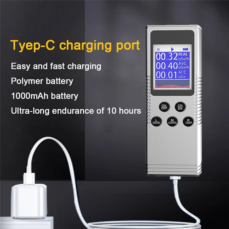 ABGN Ручной детектор ядерного излучения Бытовая лаборатория Цифровой ЖК-дисплей Многофункциональный радиоактивный счетчик Гейгера