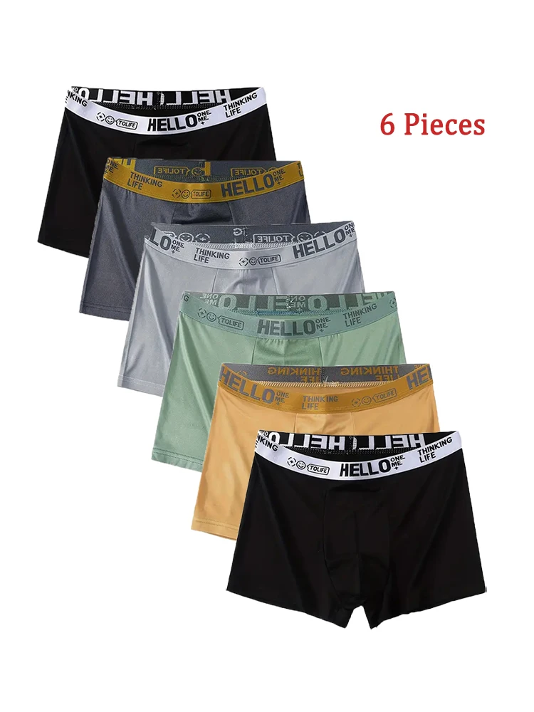

6 шт., мужское нижнее белье, трусы для мальчиков, мужские трусы, шорты, дышащие шорты-боксеры, удобные мягкие китайские размеры