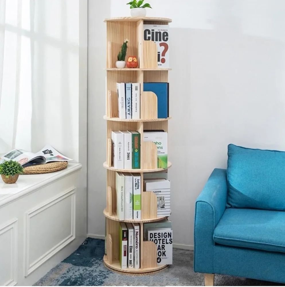 

Heehee Rotating Bookshelf 360 Display Floor Standing Bookcase Storage Rack for Kids&Adults Multi-Functional Bookshelf