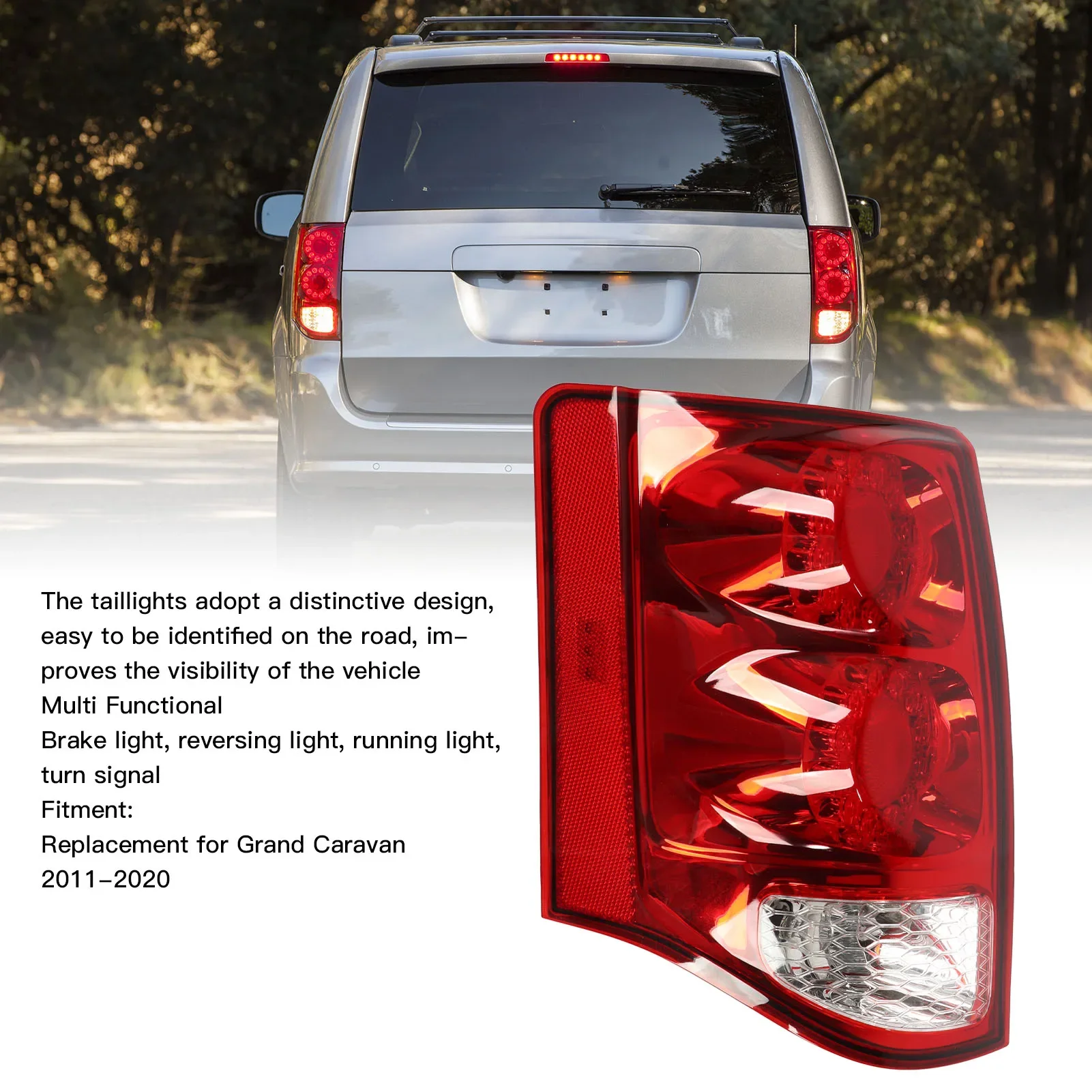 

For Dodge Grand Caravan 2011-2020 1 Pc Left Side Rear Tail Light Brake Turn Signal Lamp Assembly American Version