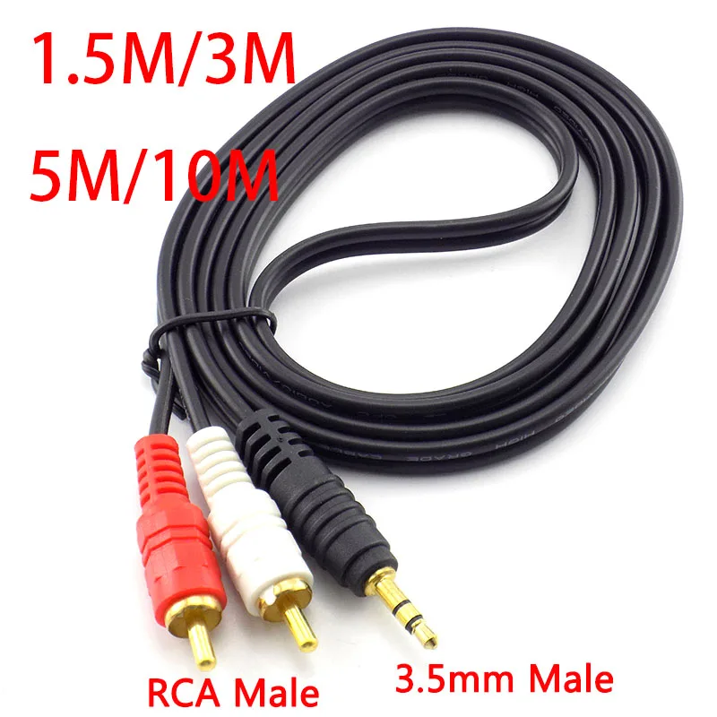 3.5mm Male Jack to AV 2 RCA Male Cable For Mp3 Pod Phone TV AUX Sound computer PC Speakers Music Audio Cord B3