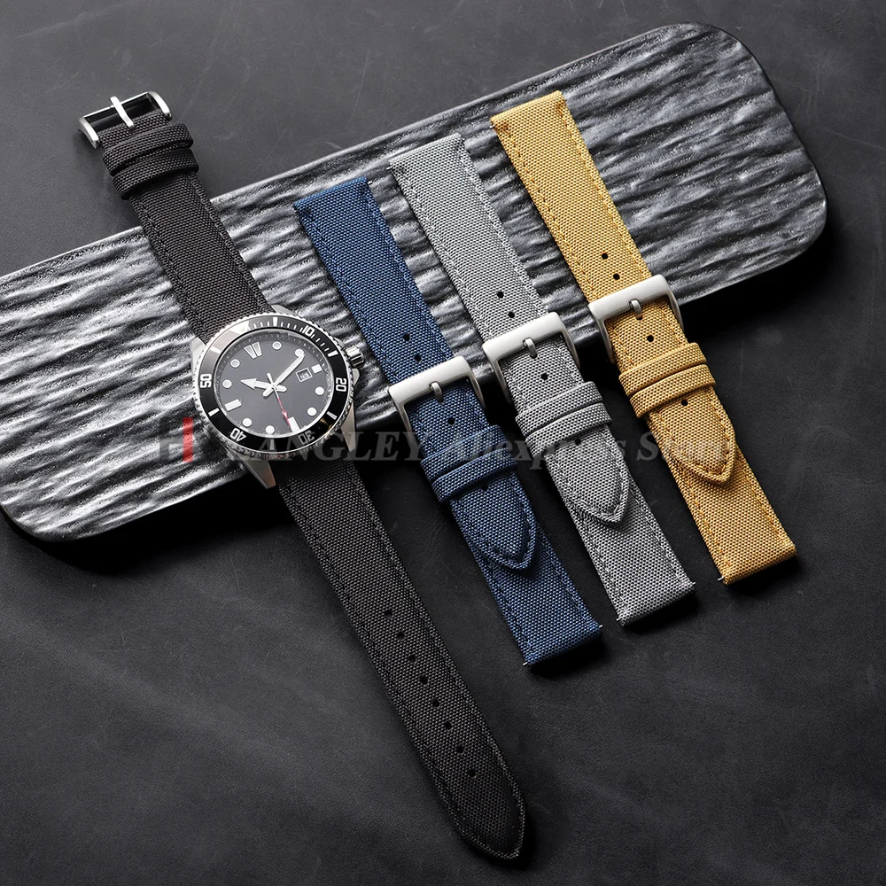Genuine Sailcloth Watch Band Two Sided Sailcloth Strap Waterproof Nylon Quick Release Bracelet 20mm 22mm Men's Sport Wristbelts