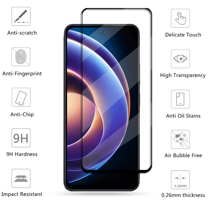 Cobertura Completa De Vidro Temperado Para Xiaomi Redmi 12, Protetor De Tela, Filme Protetor De Lente De Telefone, 5G