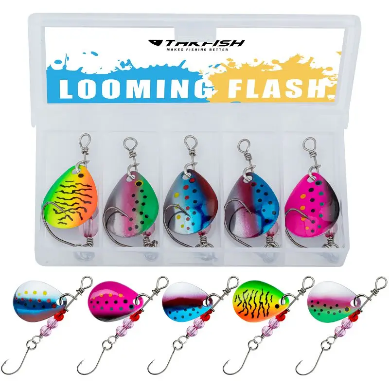 

THKFISH 5pcs Spinner Baits Colorful Fishing Metal Spinners Bait Artificial Lures Hook for Bass Trout Hard Lure