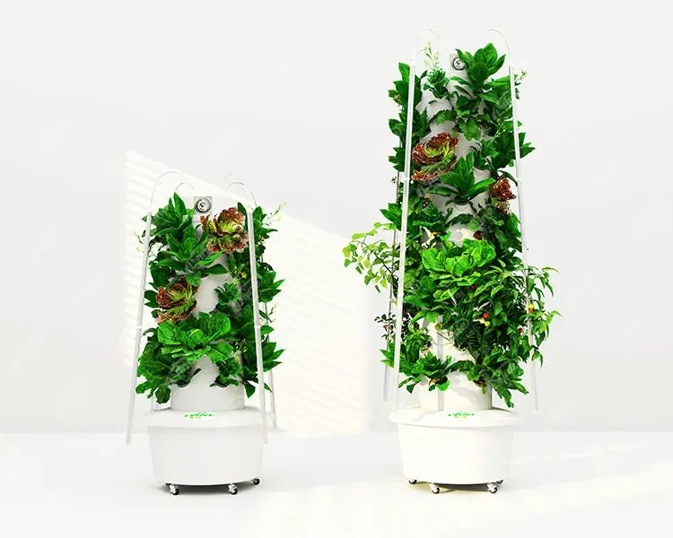 Home Garden Vertical Hydroponic Growing Tower Horizontal Indoor Hydroponic Tower With Led And Wheels