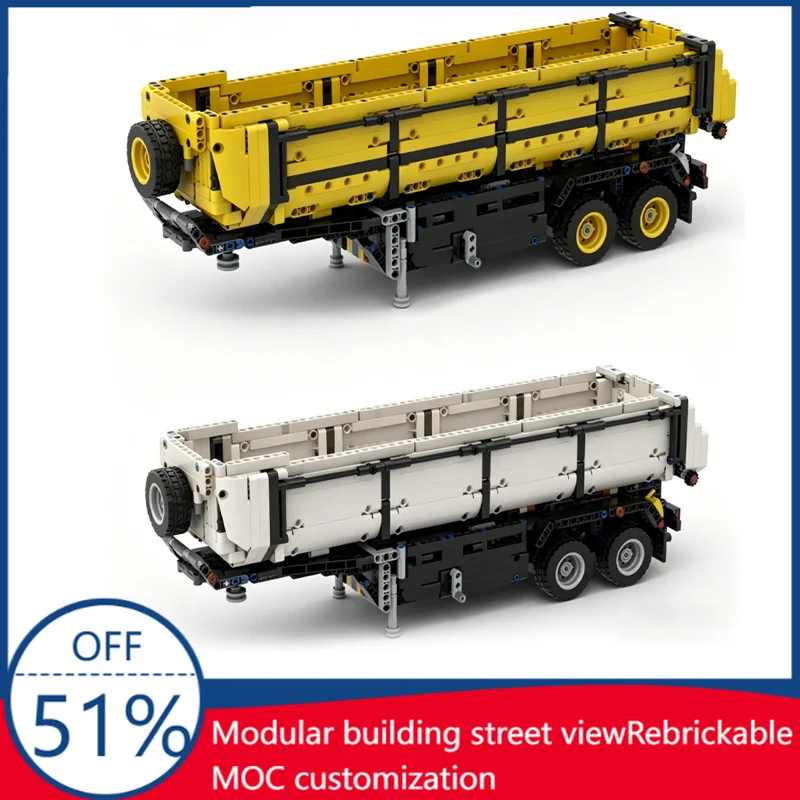 NEW White Tipper Trailer Vehicle Model Building Blocks Educational Diy Assembly Toy Gift For Boy And Collection Creative Display