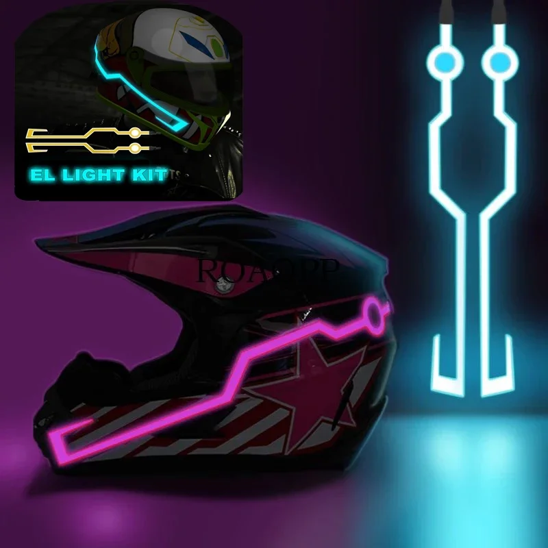 Waterproof Motorcycle Bike Helmet LED cold light Strip EL Sticker 4 Flashing Warning Lights Night Riding Helmet Kit Accessories