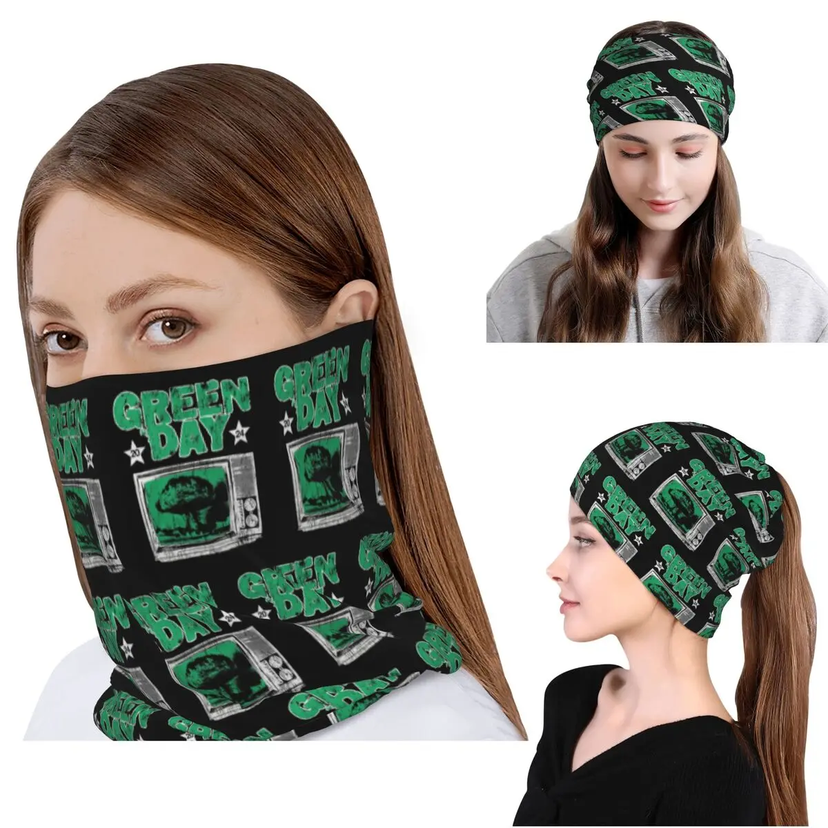 

Green Day Bandana Neck Gaiter Face Scarf Warm Headwear Beanies Hat for Men Women Adult Breathable