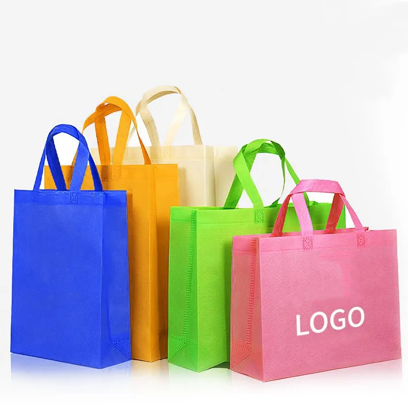 StoBag 10pcs Color Non-woven Shopping Tote Bags Cloth Fabric Eco-friendly Storage Reusable Large Pouches Custom Logo(Extra Fee)