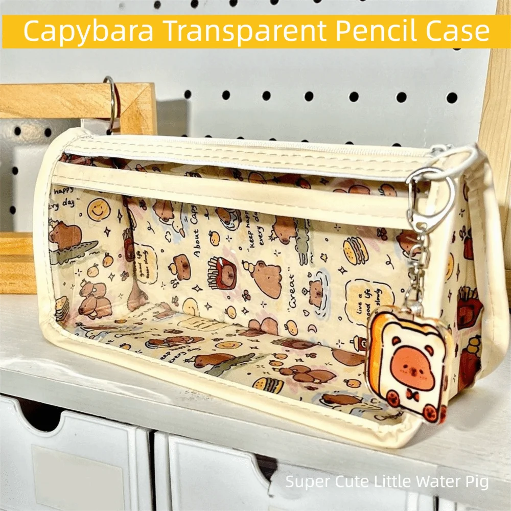 High Quality Capybara/Dog Pen Bag Large Capacity Multifunctional Pencil Case Transparent Pen Box for School Office