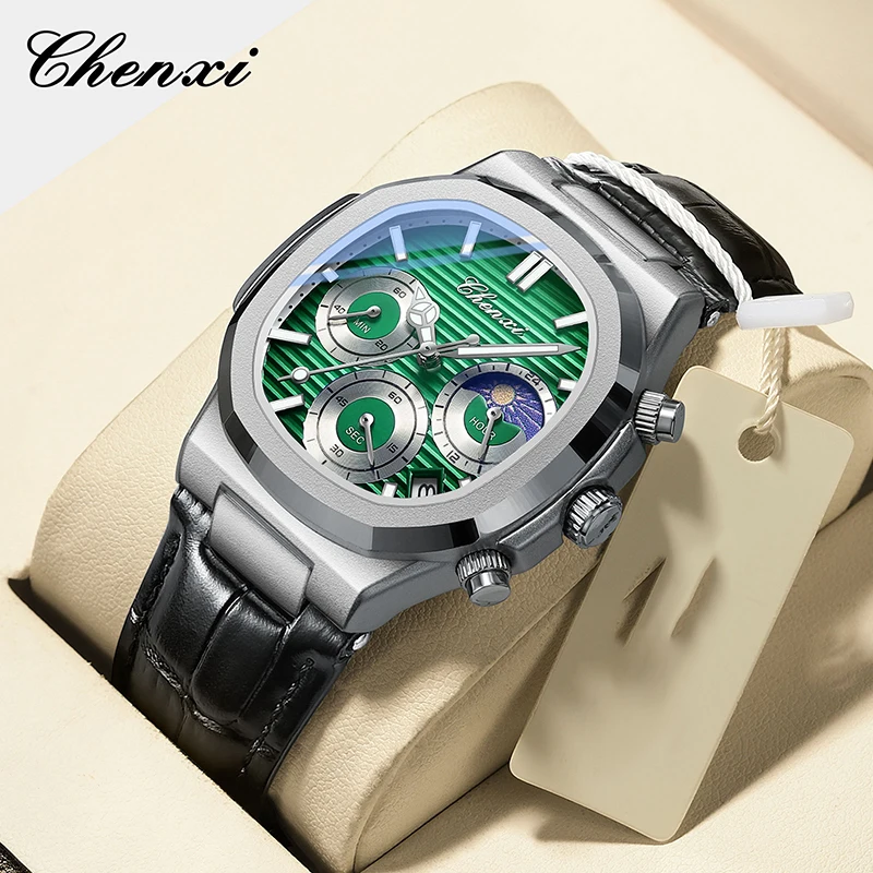 CHENXI Men's Business Watches Luxury Waterproof Luminous Calendar Leather Quartz Wristwatch High-quality Casual Sports Watch