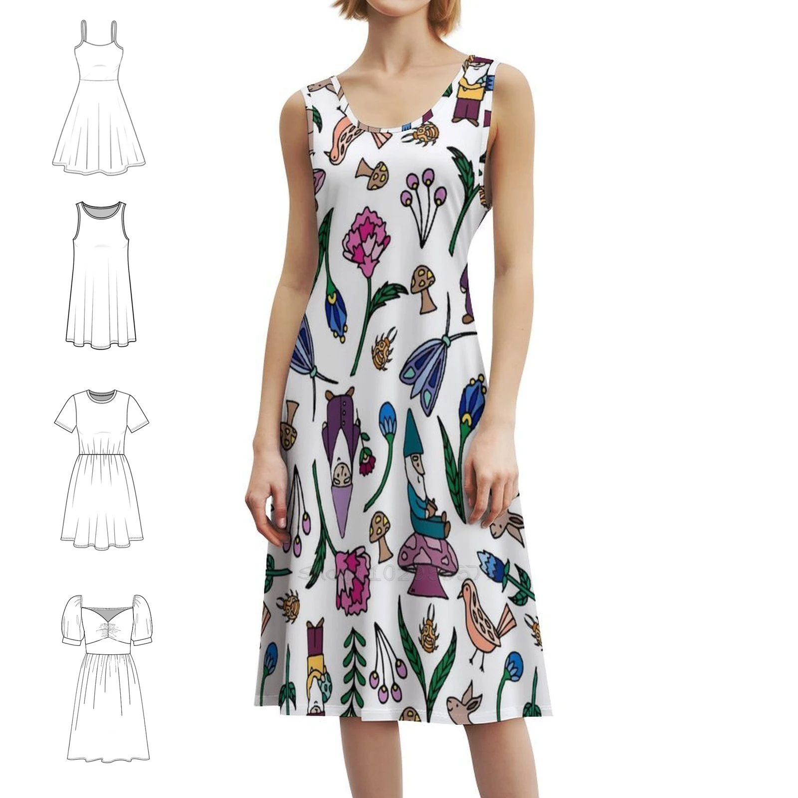 التماثيل الحديقة والحيوانات | | التماثيل الحديقة | | فستان هيب هوب نسائي من Nature مطبوع عليه رسومات جرافيكية للحفلات والنوادي جنوم #1