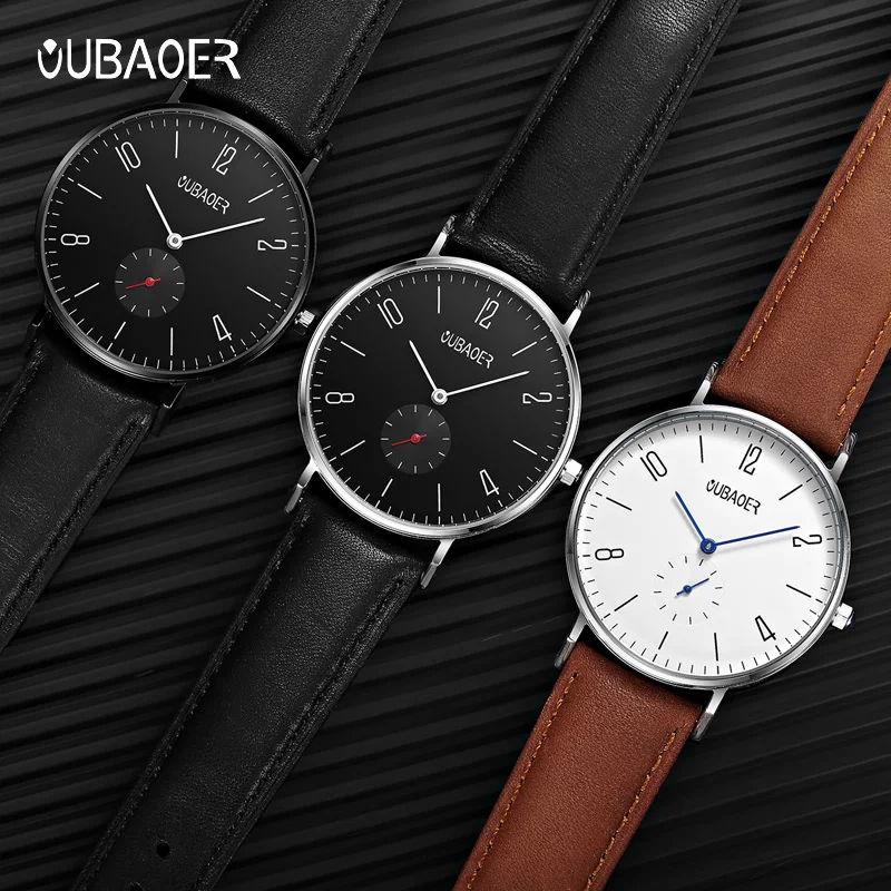 40mm New OUBAOER Men\'s Quartz Watches Sapphire Luxury Chronograph Stainless Steel Waterproof Men\'s Watch Relogio Masculino