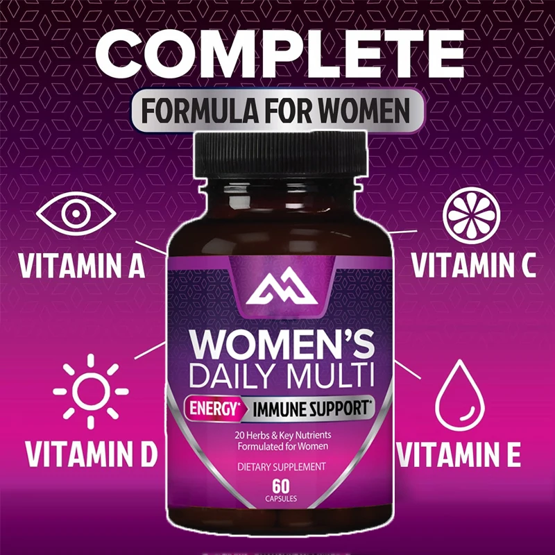 

Female multivitamin, containing vitamins A, B12, C, D, E, biotin, folate, zinc, supporting energy and immune health, 60 capsules