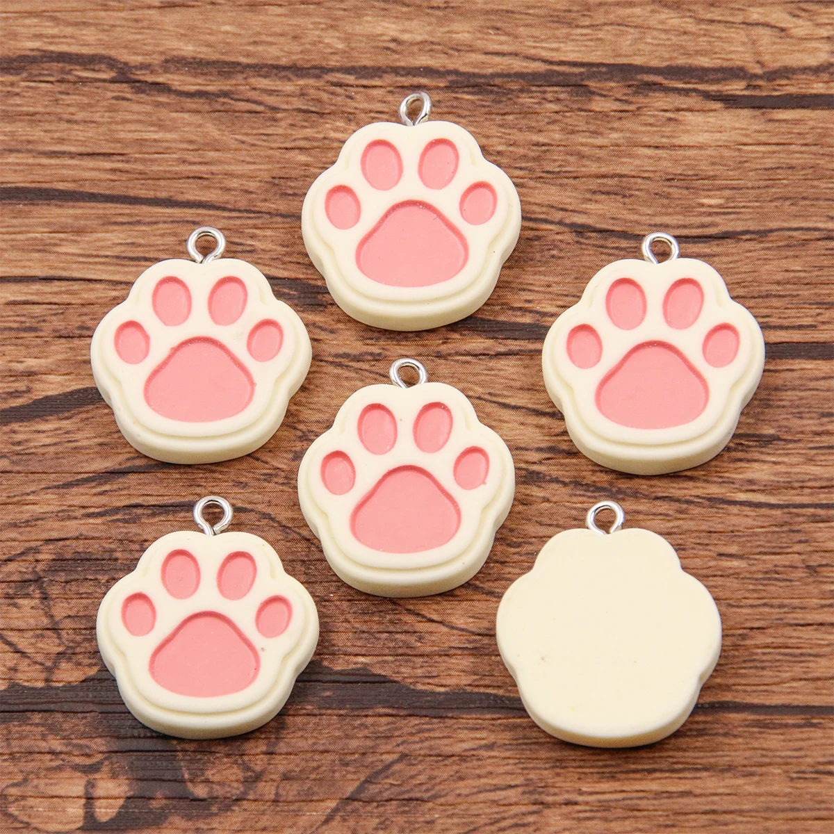 10PCS 21X24mm 5 Color Double Cat Claw Resin Charms DIY Cartoon Animal Earring Pet Choker Pendants Jewelry Accessory Make