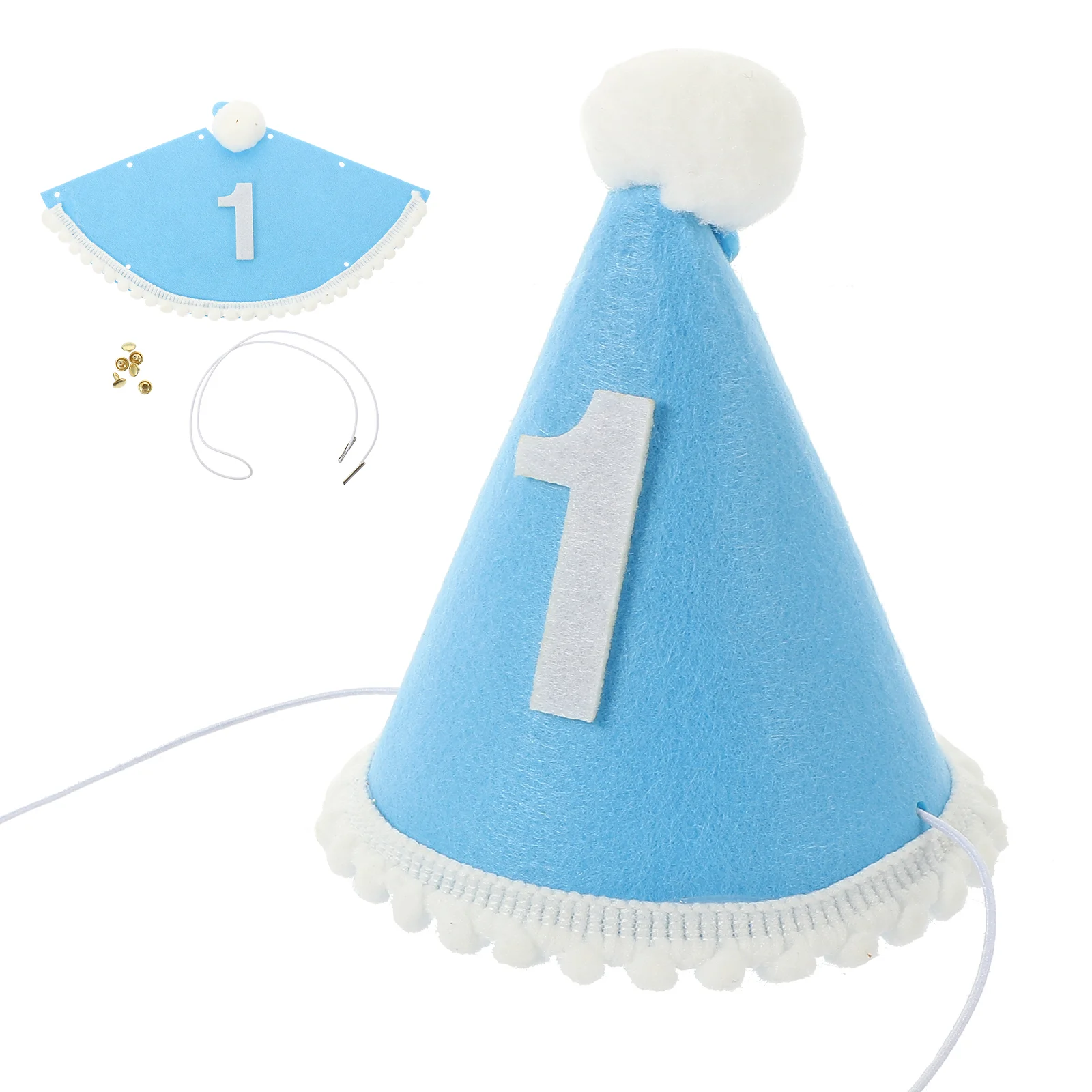 

First Birthday Hat Blue 1st Headbands Baby Non-woven Fabric Child Party Hats for Kids