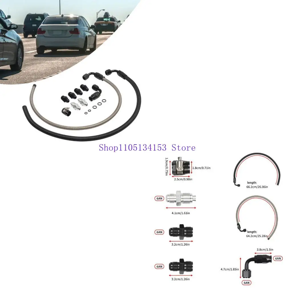 

hg89 Complete 25inch 6AN Power Steering Hose Set For C10 Trucks Aluminum High Pressure Fluid Transfer