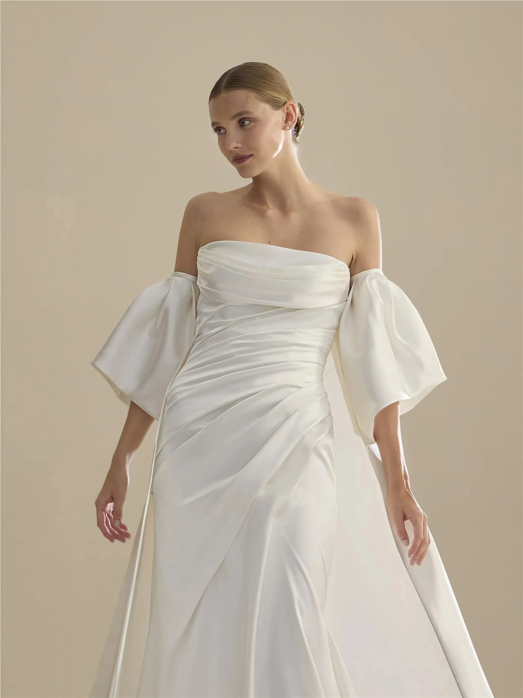 Removable Wedding Sleeves Satin Women Formal Party Short Sleeves Bride Gloves Bridal Accessory