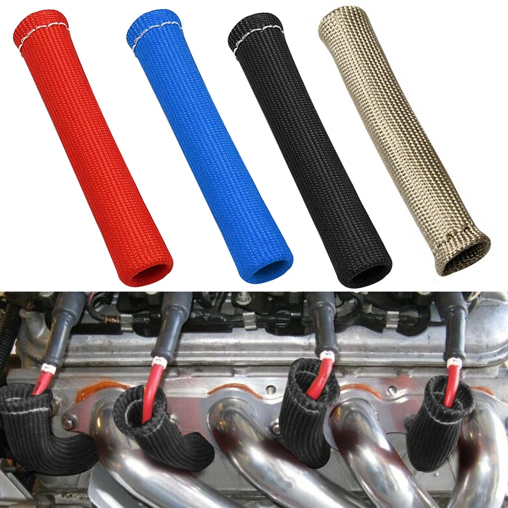 1PCS 2500 Degree Spark Plug Wire Boots Protector Sleeve Heat Shield Cover Spark Plug Cable Heat Insulation Wrap Titanium Fiber