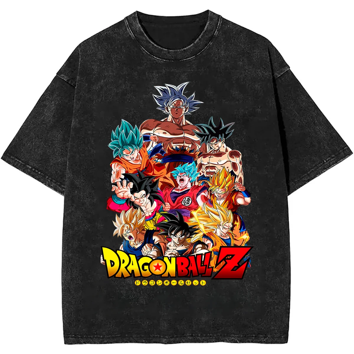 

Летняя винтажная футболка Dragon Ball Z 2026 из 100% хлопка, плотная, с эффектом потертости, оверсайз, унисекс, с графикой аниме Гоку в всех формах, ретро