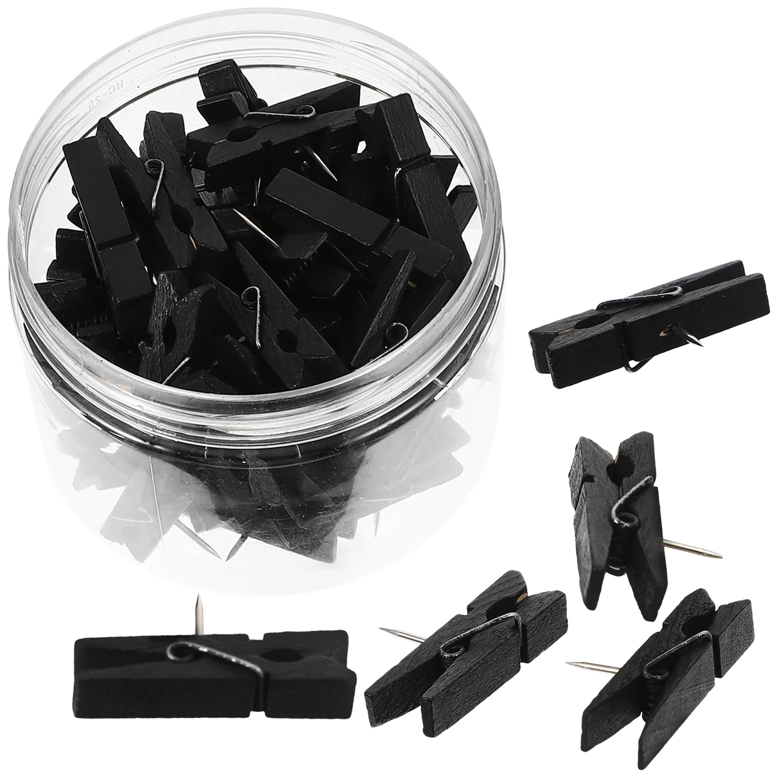 

Tofficu Thumb Tacks 50Pcs Mini Wooden Clothespins Photo Paper Peg Pin Craft Clips Scrapbooking Crafts Hanging Photos Black