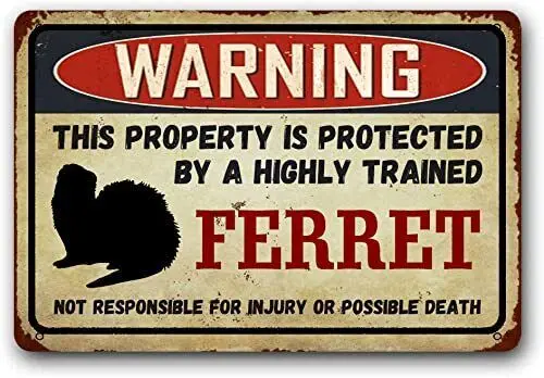 Eveokoki Ferret Retro Sign,Funny Metal Signs Warning Sign Pet Gift, Exotic 8x12