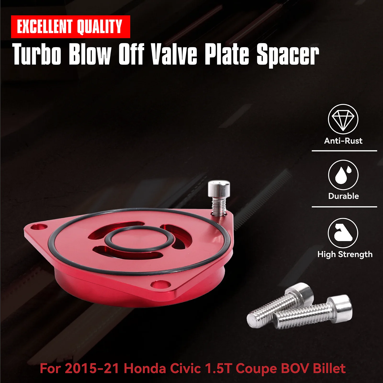 

New for 2016+ Honda Civic X 10 1.5L Blow Off Valve Plate BOV Spacer Adaptor Red Racing Car Modification shipping from US