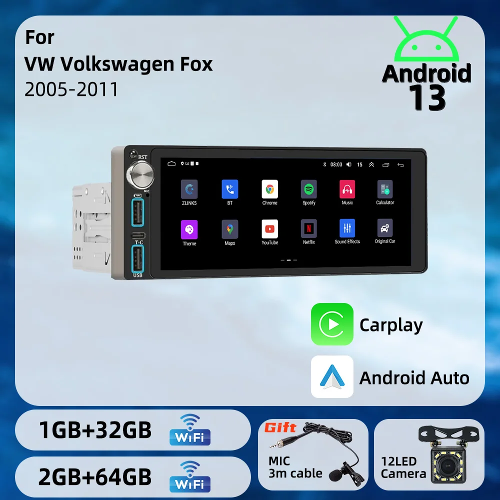 6.86" Screen 1Din R…