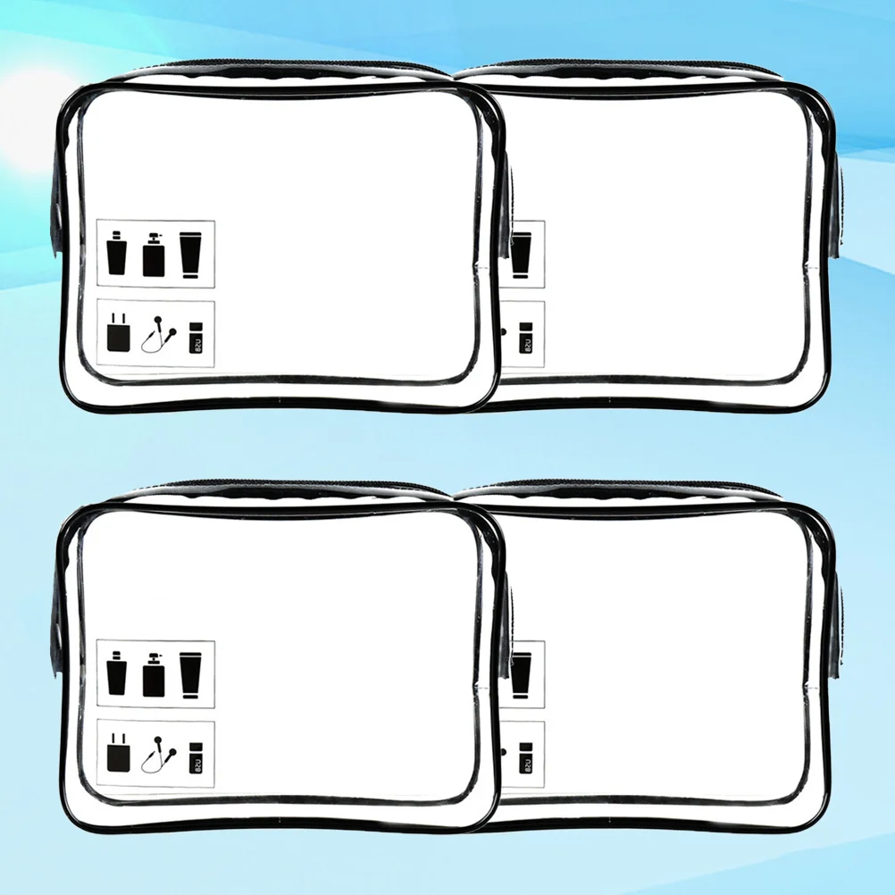 

4Pcs Makeup Bag PVC Travel Organizer with Zipper Large Toiletry Bag for Camping Hiking Portable Storage Pouch